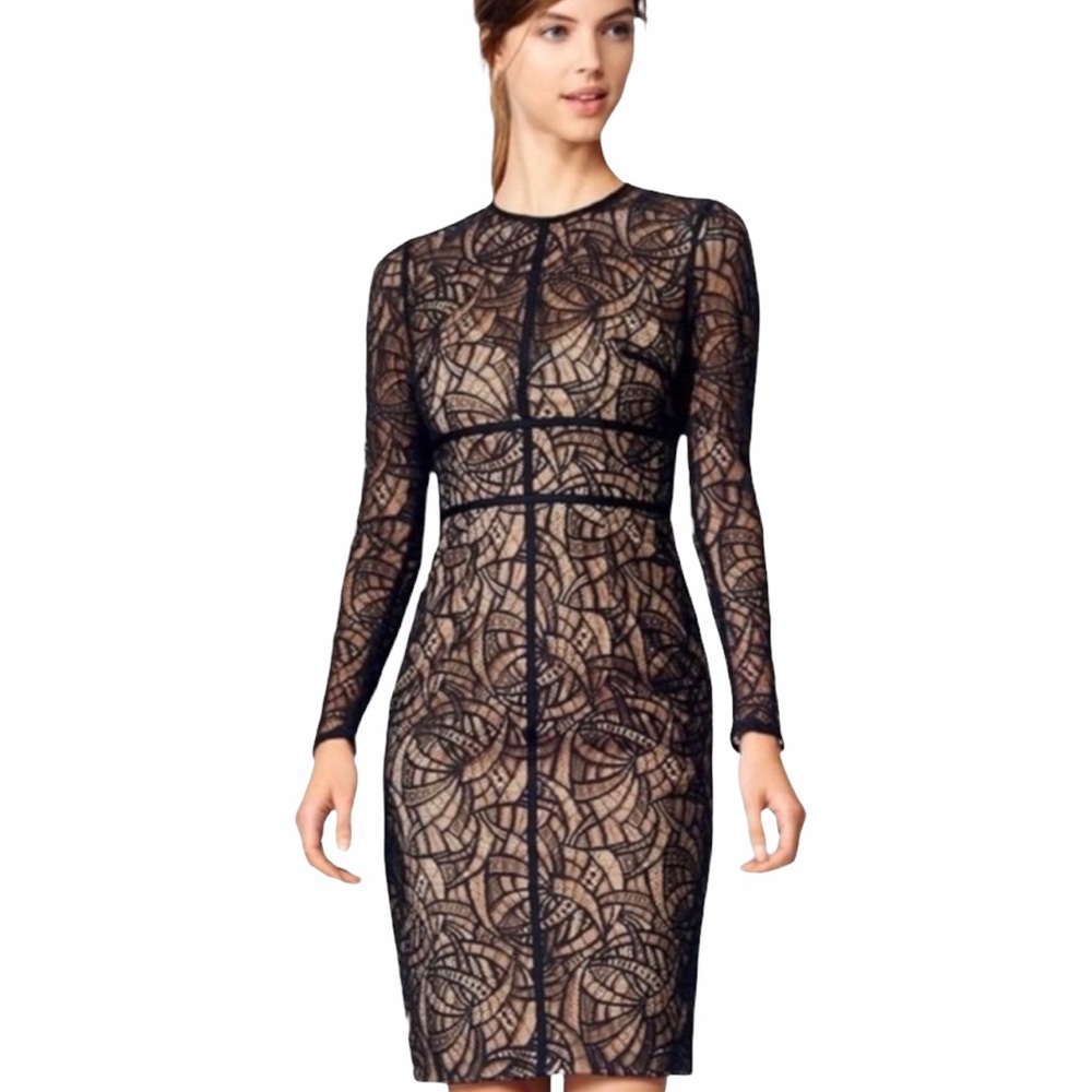ML MONIQUE LHUILLIER Black Overtones Sheath Dress - Size 4